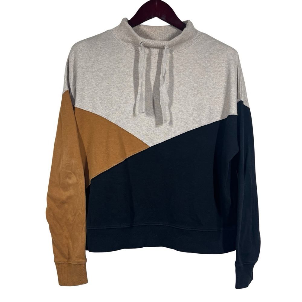 Pact 100% Organic Cotton Airplane Sweatshirt Womens L Chai Color Block Pullover